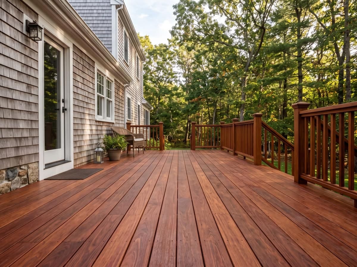 A freshly stained cedar deck
